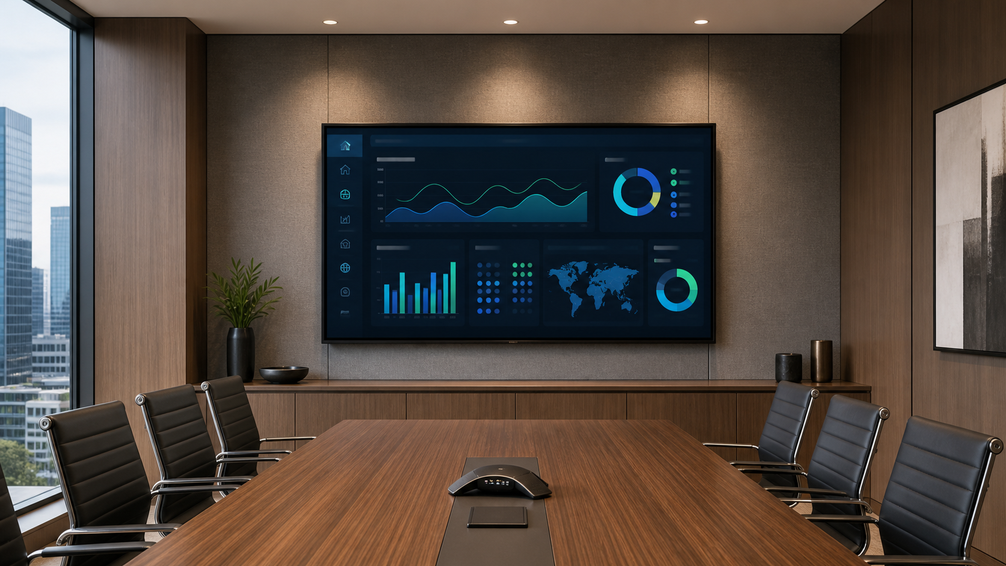 Single large display for boardroom dashboards