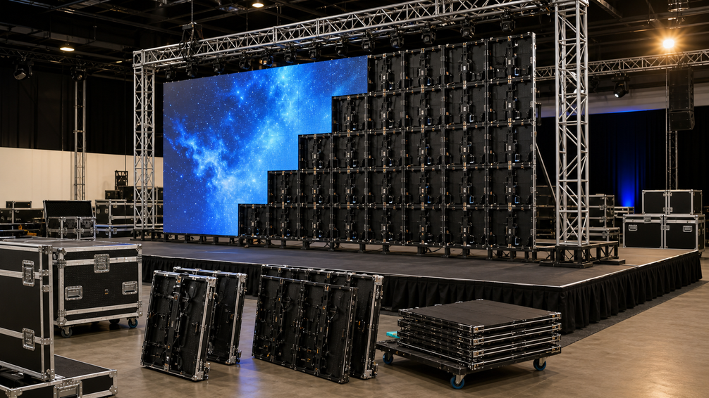 Modular LED video wall for rental stage