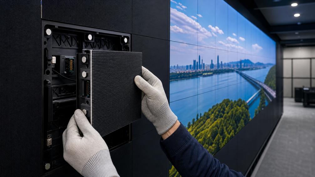 Direct-view LED module replacement on video wall