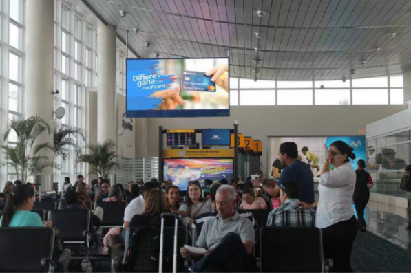Indoor LED display installed in a metro station for passenger information
