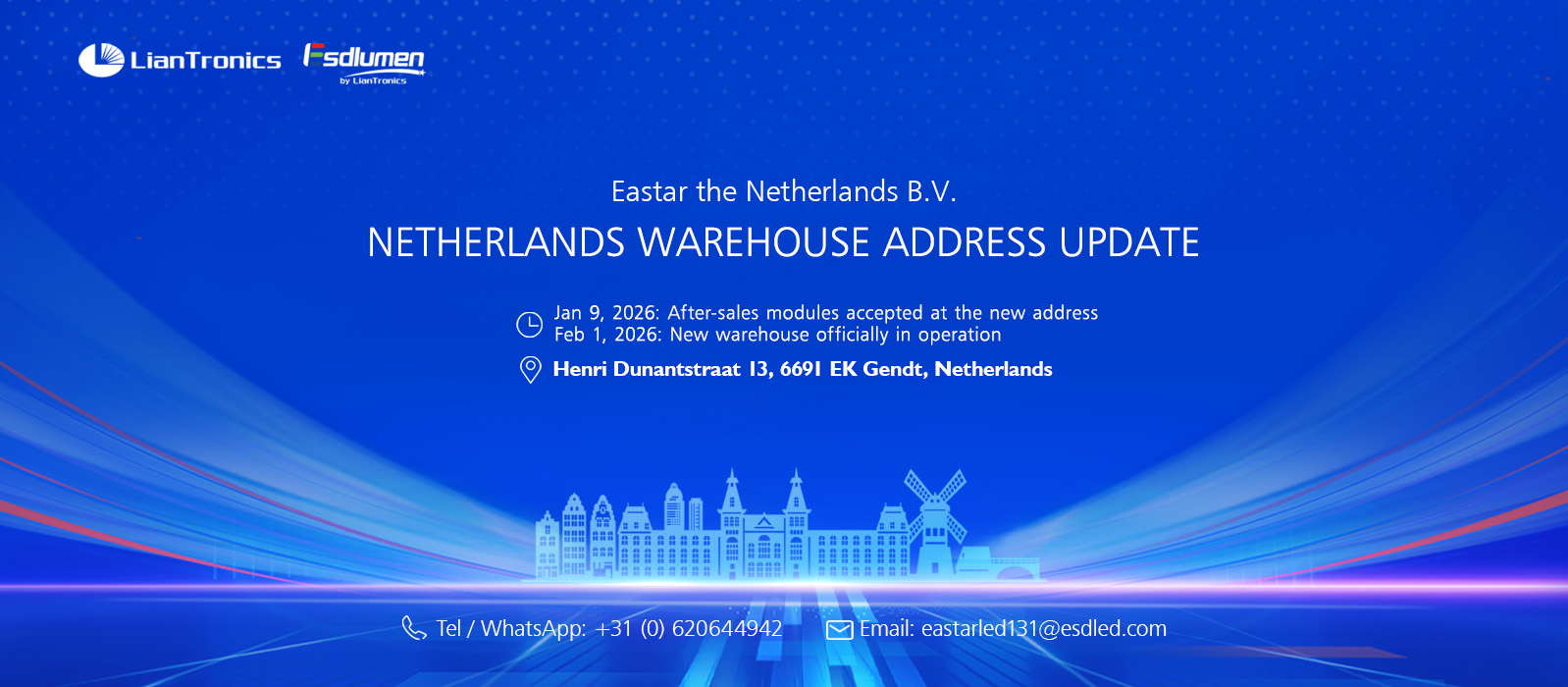 Netherlands Warehouse Address Update