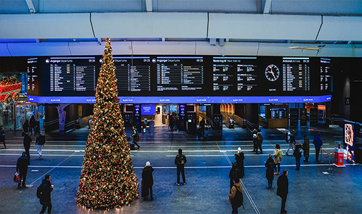 The Biggest Non-Commercial LED Wall in Europe! Esdlumen's Indoor LED Screen Upgrades Information System in the Oslo Central Station 